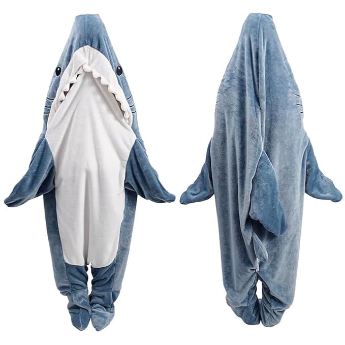 Wearable Shark Plush Blanket – Cozy Shark Sleeping Bag Pajamas | Perfect Valentine's Day gift for your partner