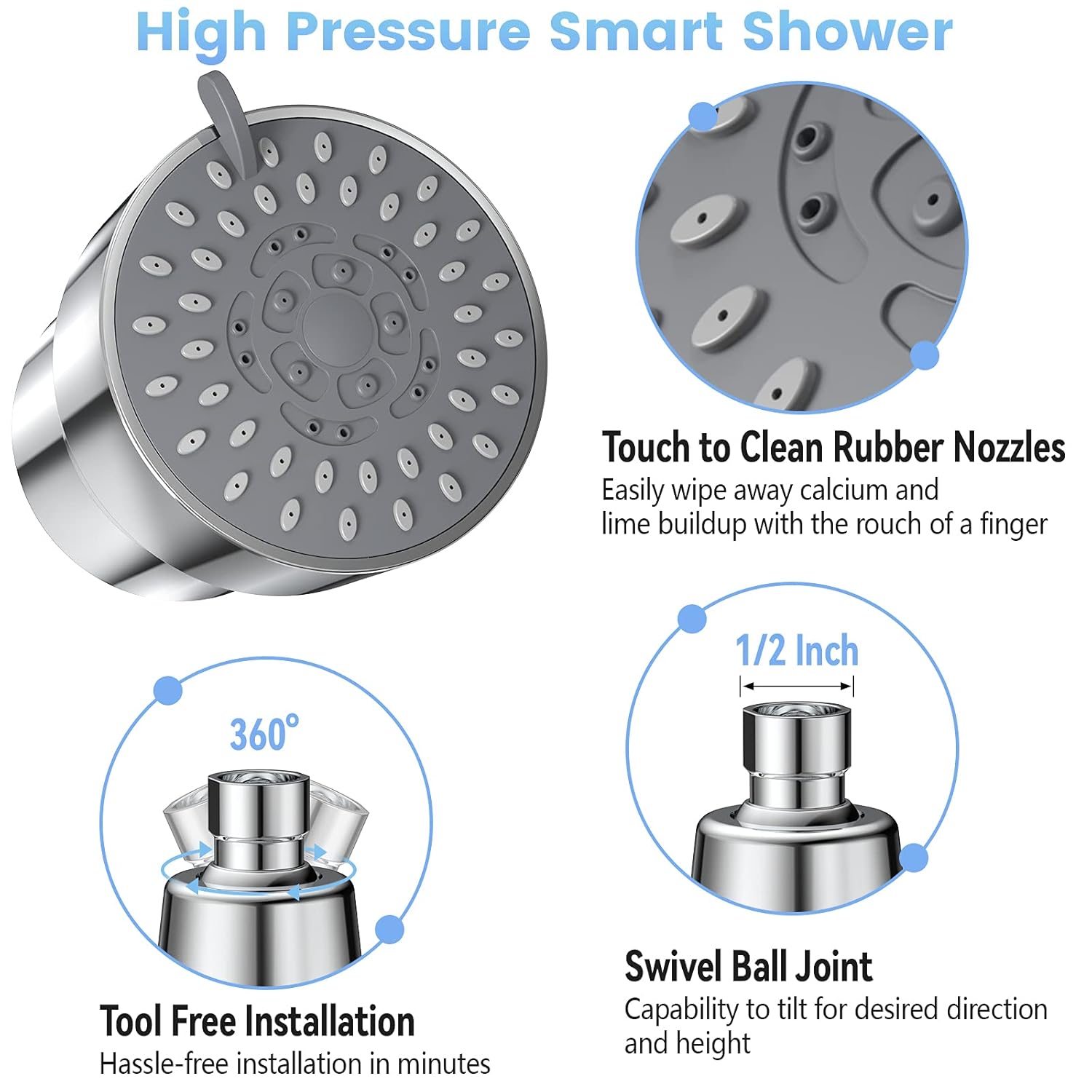 ABS Shower Head and 15 Stage Shower Filter Combo