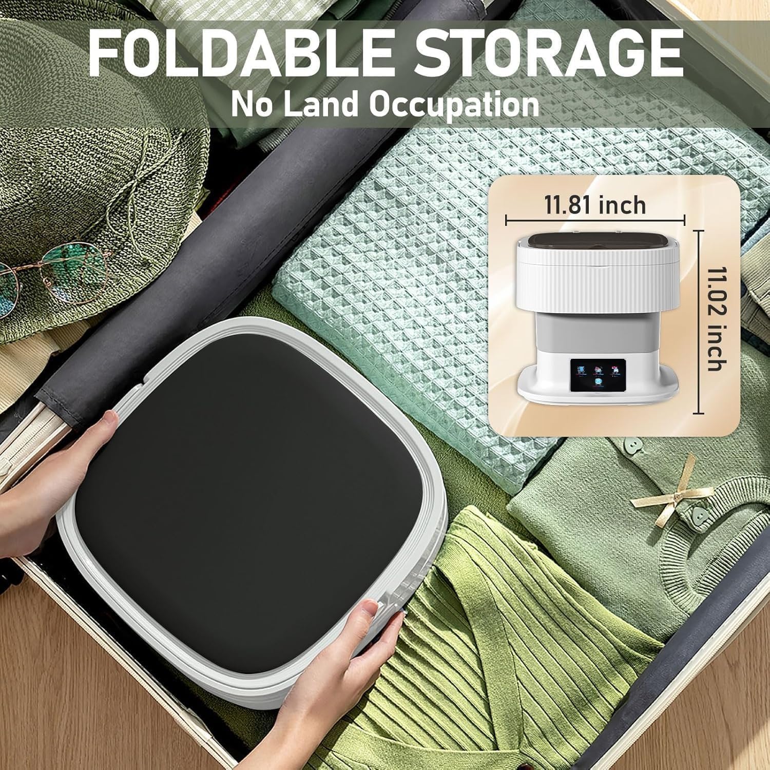 QuickWash Go™ Compact Foldable Washing Machine – On-the-Go Laundry