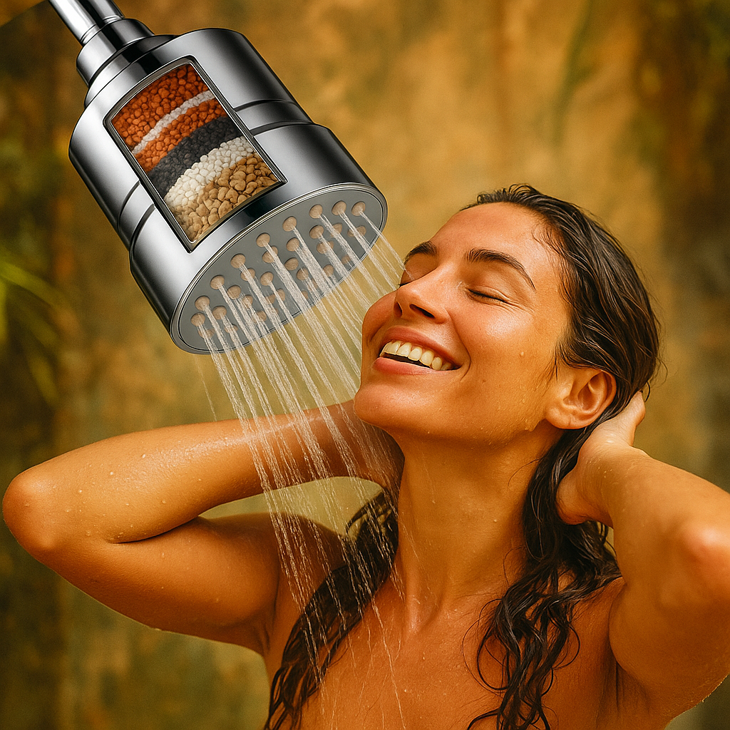 ABS Shower Head and 15 Stage Shower Filter Combo