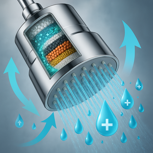 ABS Shower Head and 15 Stage Shower Filter Combo